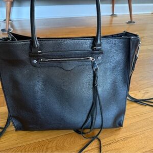 NWT Rebecca Minkoff Always On The Side Zip Black Leather Tote Bag